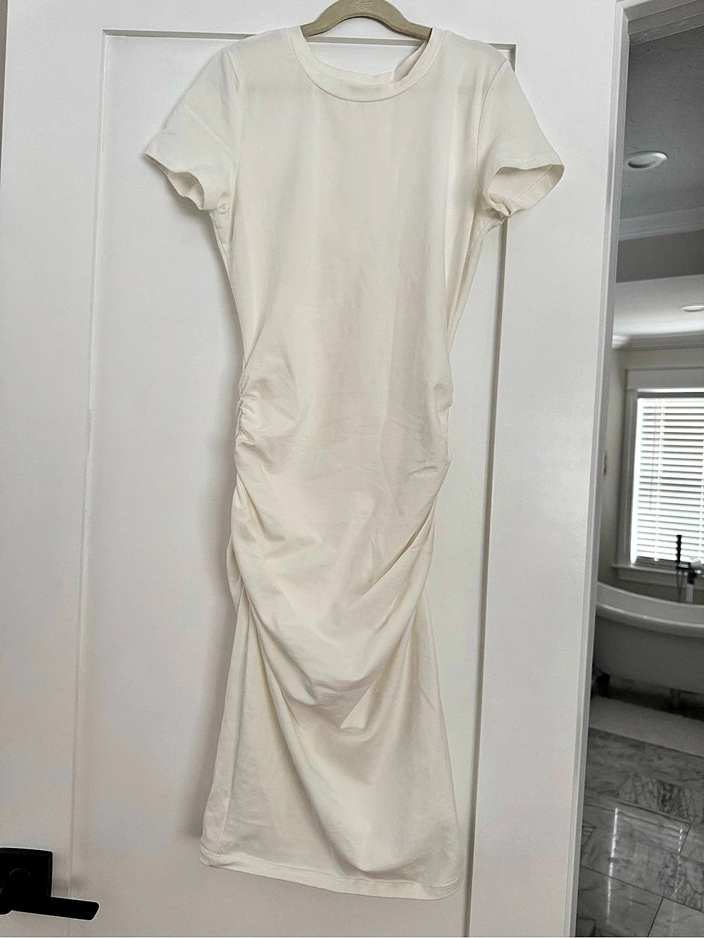 White Ruched Maxi Dress Like New